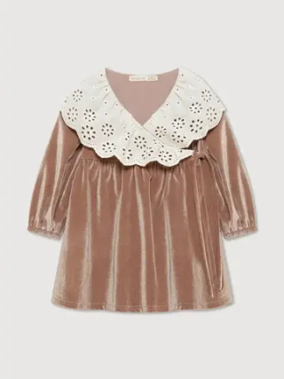 Платье бархатное с воротником