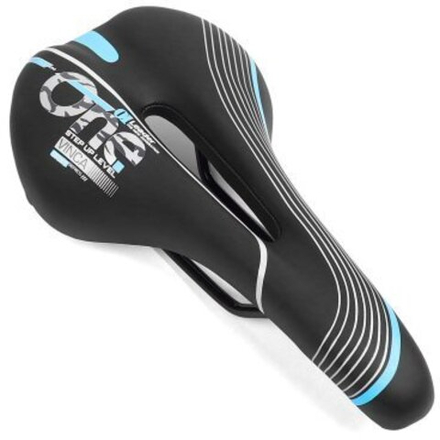 Седло с вентиляционным отверстием, 275*145мм, ONE, черное с синим, Vinca Sport VS 94-1One blue