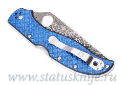 Нож Spyderco C258GFBLP Stretch Blue Nishijin Damascus Bladeфотография - 8