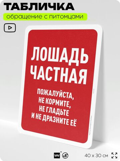 Табличка "Частная лошадь" на дверь и забор, для конюшни, фермы, деревни, 40х30 см, Silver Plane x Айдентика Технолоджи