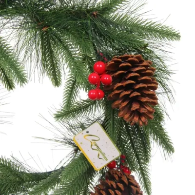 Венок хвойный «Волшебный зимний сад» d-40 см, леска, литой ПВХ, шишки, ягоды