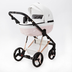 Детская универсальная коляска Adamex Quantum SuperStar Q-STAR137 (2в1) Белая экокожа, роз. золото