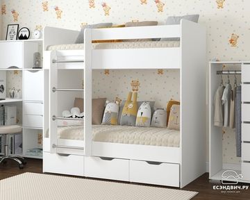 Кровать ЛАВОРО-3  1800-700 /1832*1604*852/ левая анкор белый / дуб аризона