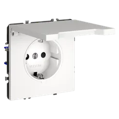 Розетка встраиваемая VOLTUM S70 с заземлением, защитными шторками и крышкой 16А, (белый матовый)