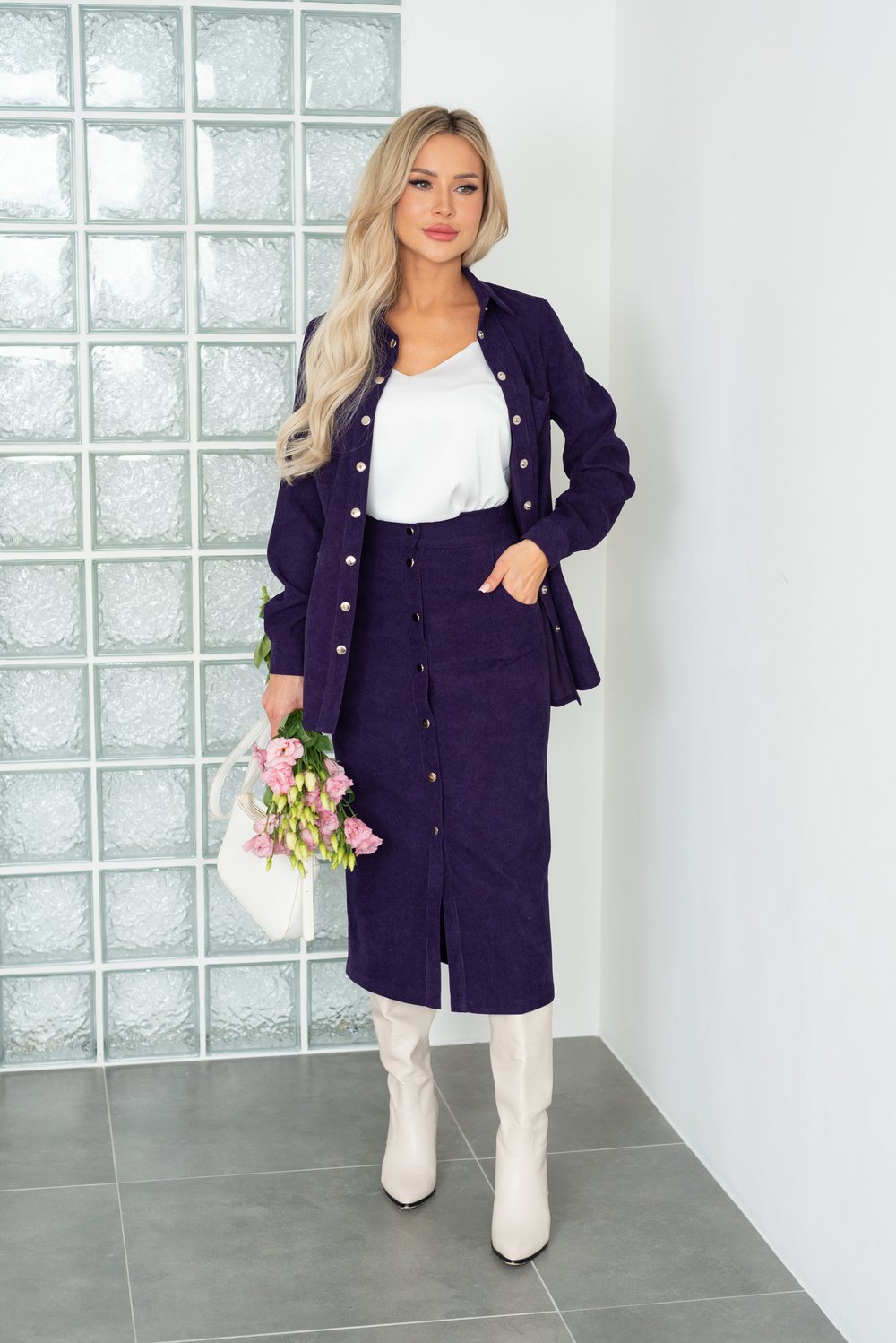 Юбка-карандаш из микровельвета