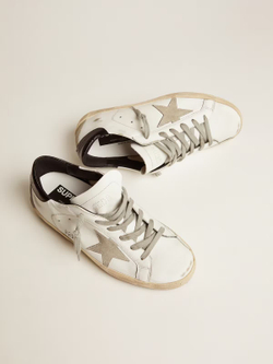 Men's Super Star with black heel tab and metal stud lettering