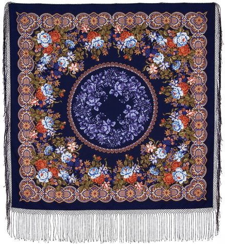 Павловопосадский платок Белые розы 373-14