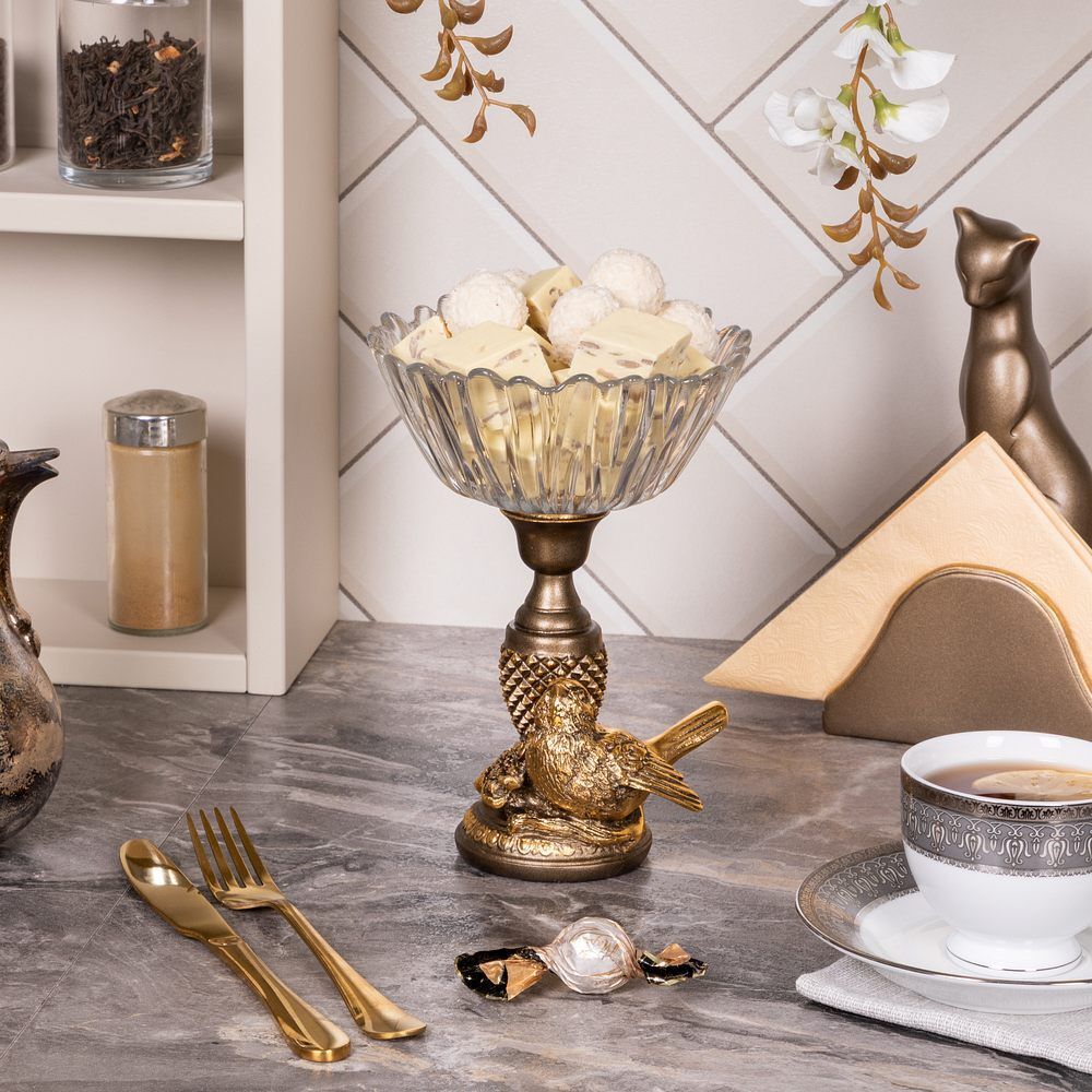 Фруктовница Терра Сонг Бронза с чашей из стекла
