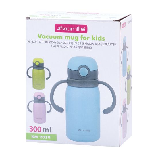 Термос для детей 300 мл. Kamille KM-2019 с ручками и трубочкой из нержавеющей стали