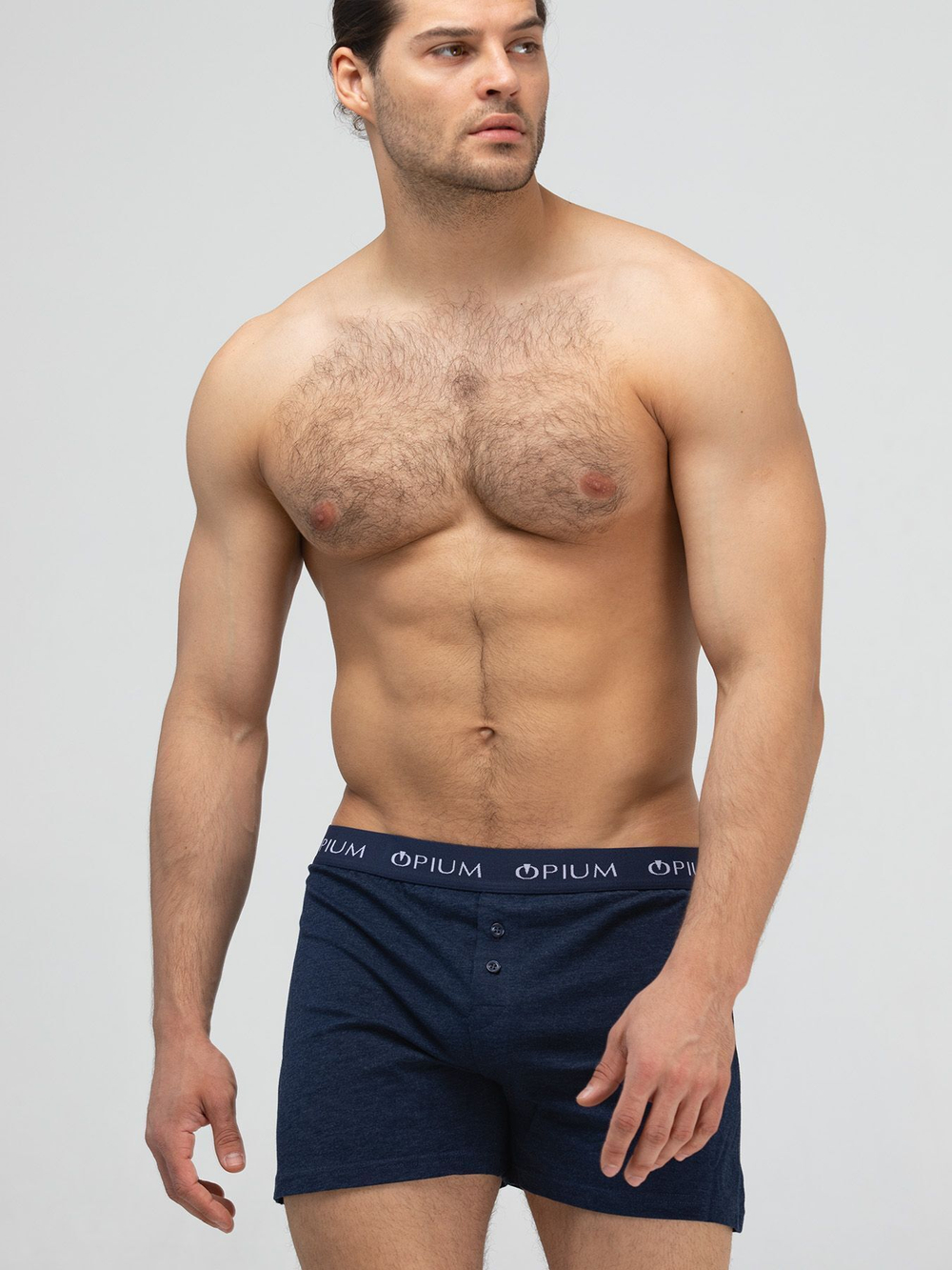 Мужские трусы-шорты с пуговицами (Размер: L) (Цвет: черный)