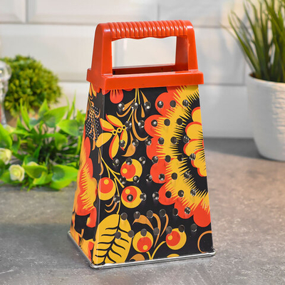 Терка 4-х гранная с пластиковой ручкой (конус) Радуга