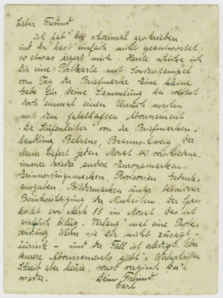 Почтовая карточка - Германия - 1937 г. Подписана, прошла почту