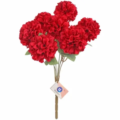 Искусственные цветы «Букет гортензий» 41см 7 цветков красные