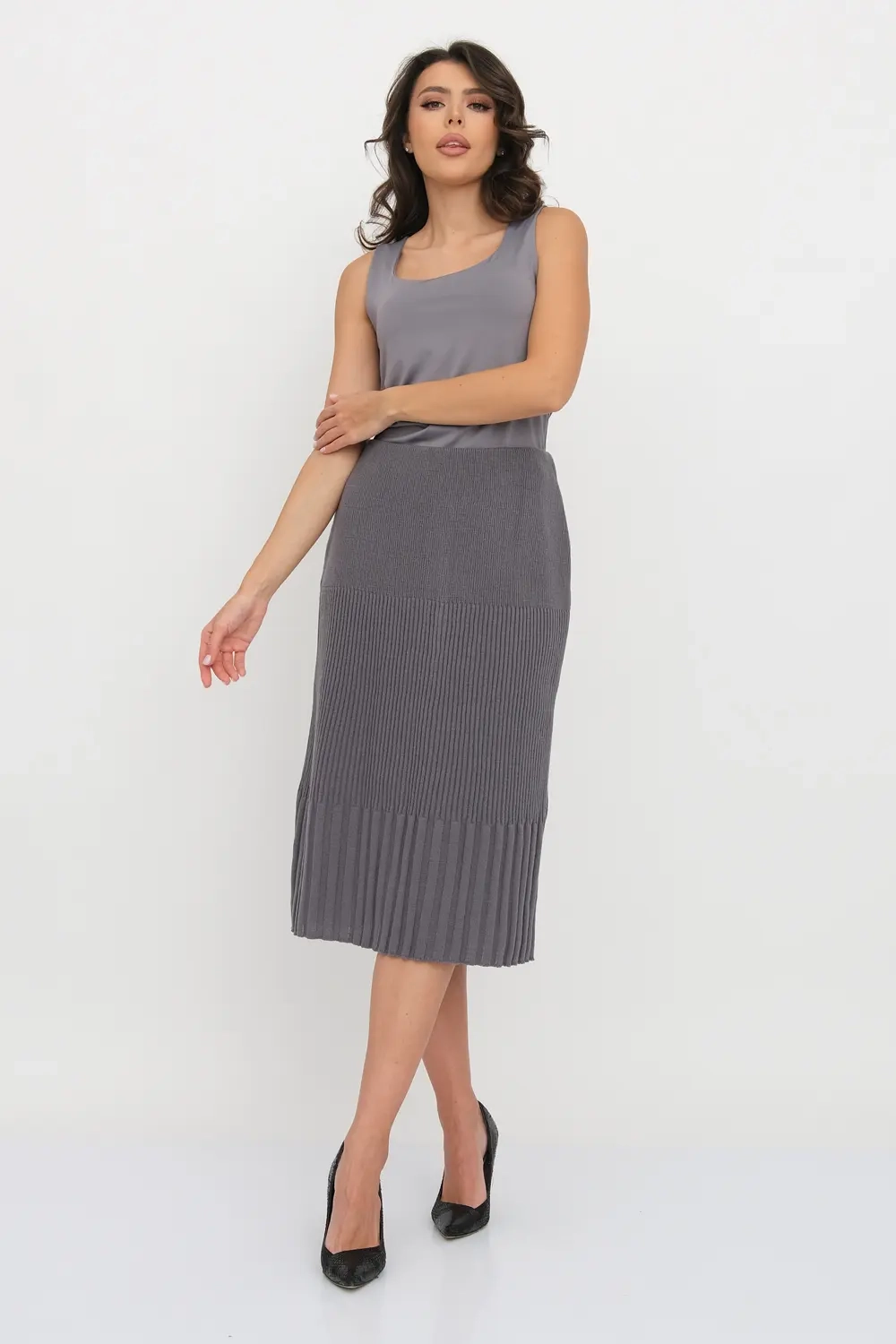 Юбка И 001 дл/серый