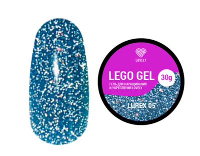 LOVELY Гель для наращивания и укрепления Lego Gel Lurex 05 (светоотражающий), 15 гр
