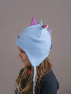 Шапка весенняя/осенняя вязаная (Небесный меланж) UNIC