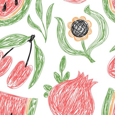 Фрукты и цветы. Фруктовая и цветочная ткань