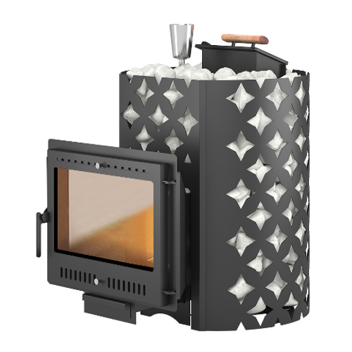 Чугунная печь для бани ЭТНА 24 (Панорама) "М" Закрытая каменка