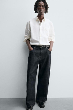 ZARA ДЖИНСЫ WIDE FIT, СИНИЙ