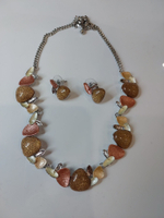 Комплект бижутерии.Набор, комплект серьги и колье "Морская фантазия"