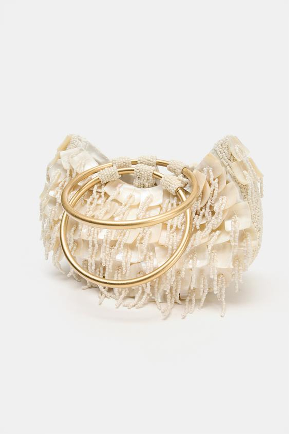 ZARA СУМКА-МЕШОК С ПЕРЛАМУТРОВЫМ ЭФФЕКТОМ, БЕЛЫЙ