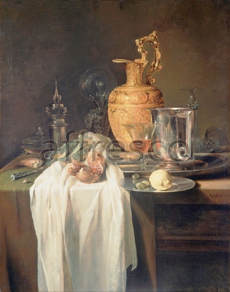 Фреска Kalf Willem, Still Life with Ewer Vessels and Pomegranate