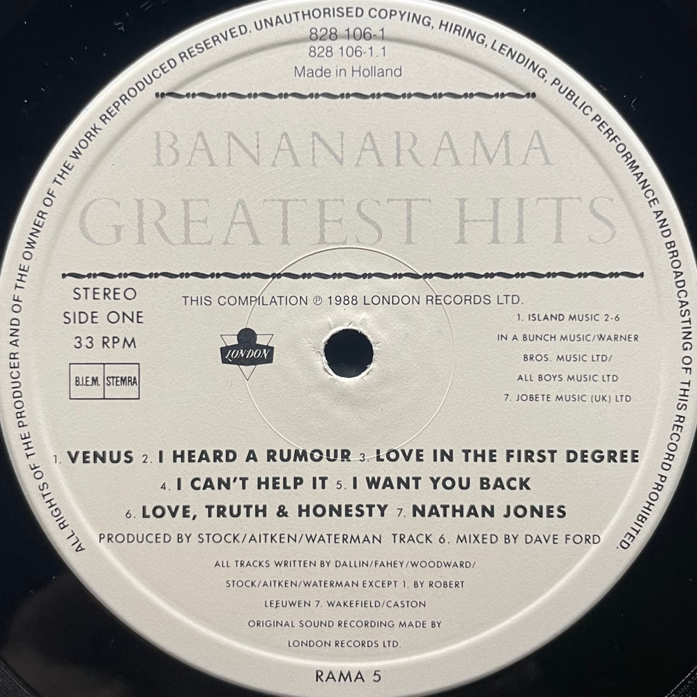 Bananarama - The Greatest Hits Collection (Голландия 1988г.)