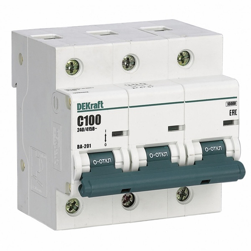 Автоматический выключатель ВА-201 100A C 3P 10кА DEKraft (автомат электрический) 13009DEK