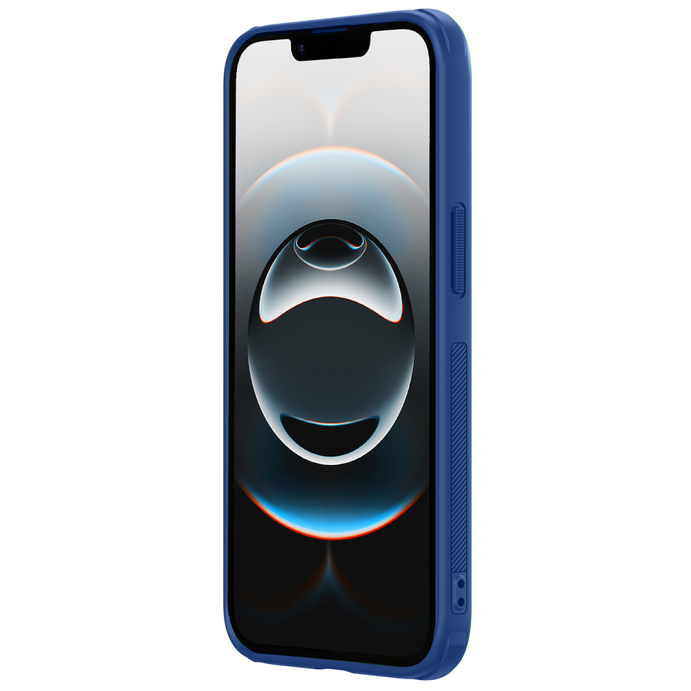 Усиленный чехол синего цвета от Nillkin для iPhone 16e, серия Super Frosted Shield Pro