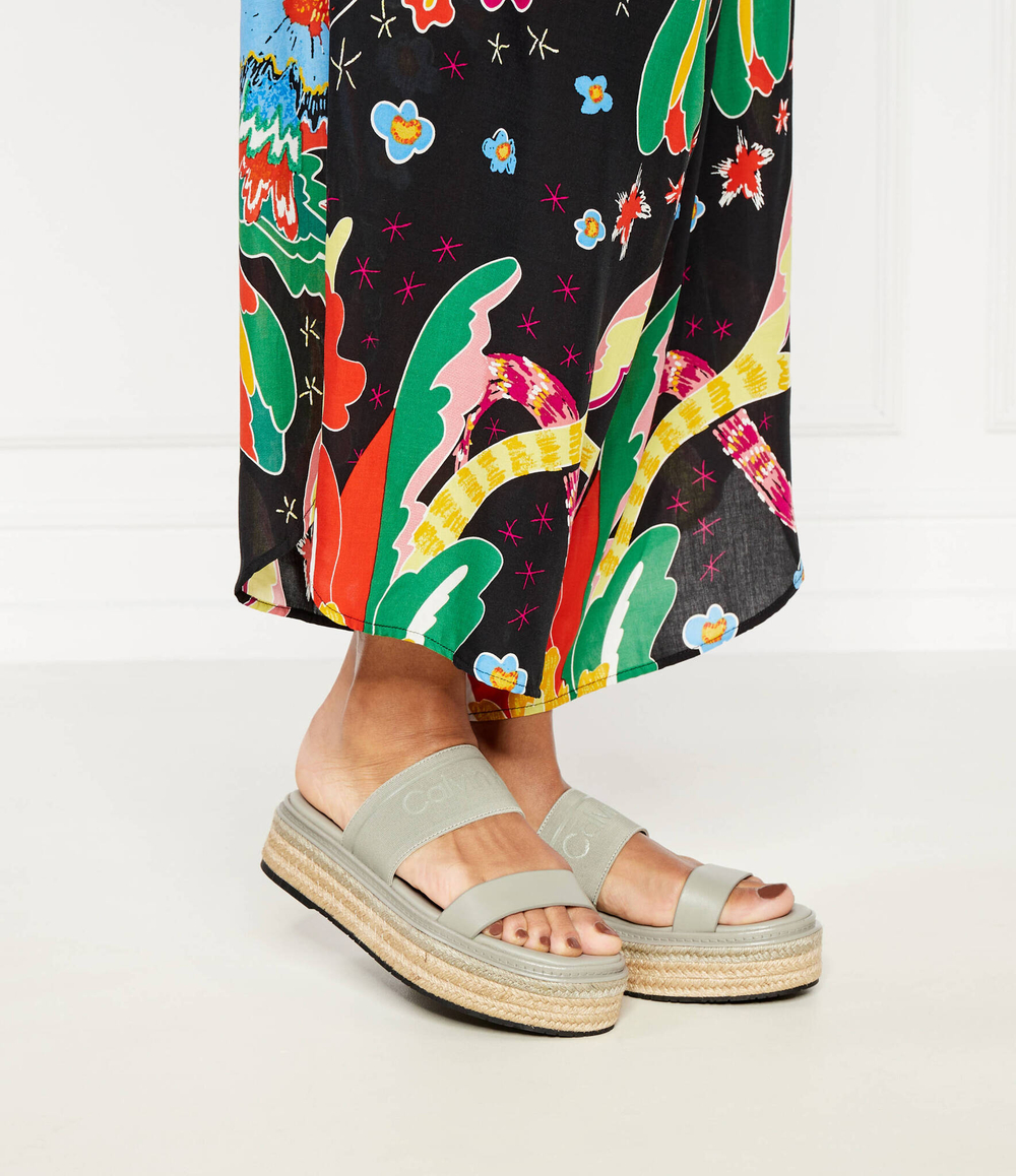 Кожаные шлепанцы Calvin Klein - мятный(HW0HW01966)