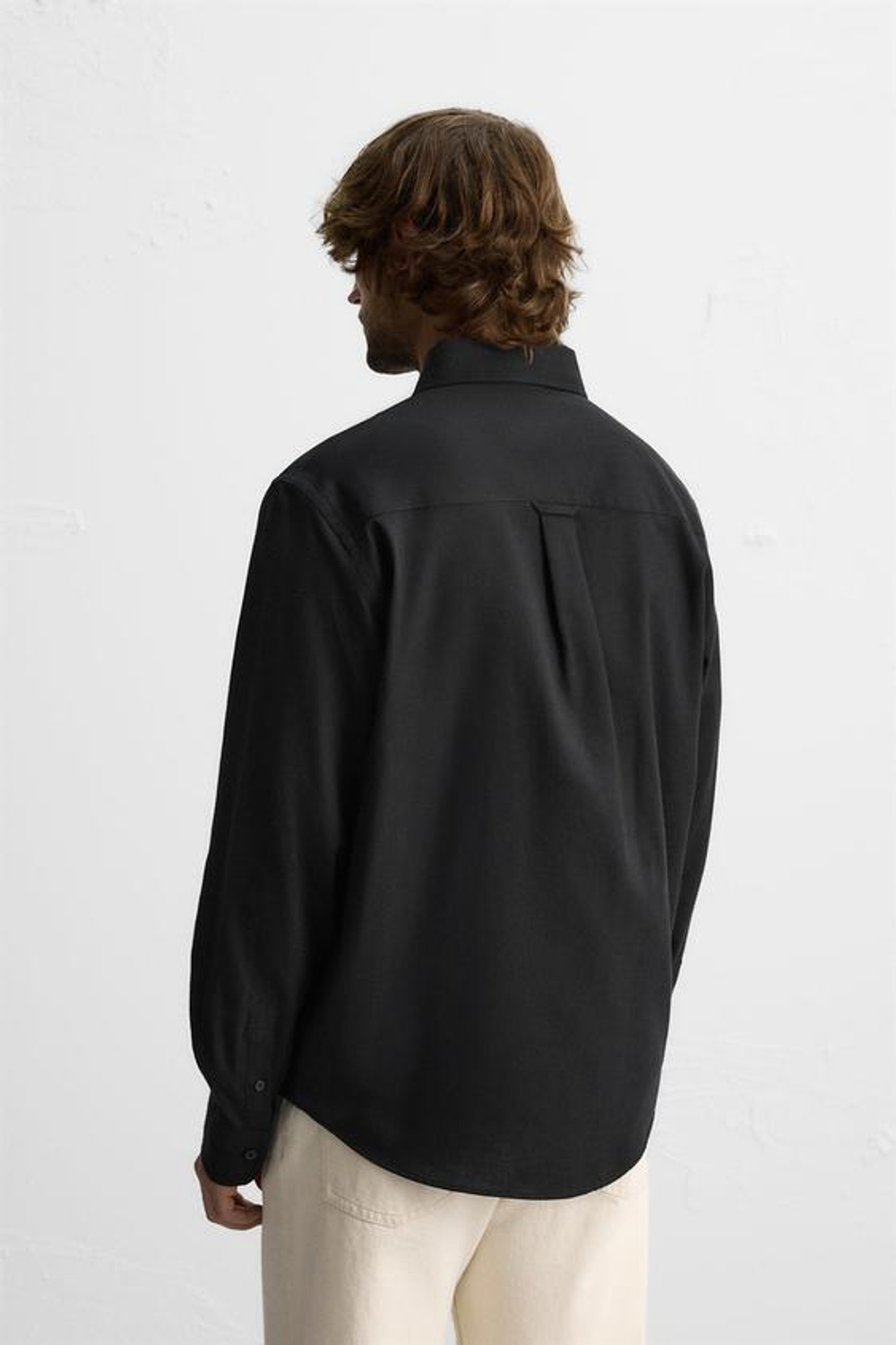 ZARА РУБАШКА ИЗ ХЛОПКОВОЙ ФЛАНЕЛИ, ЧЕРНЫЙ