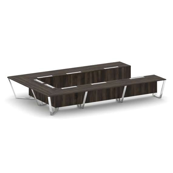 Steel Meet Стол переговорный П-образный MD-PR.B.SP-15P Дуб Мали/Нержавеющая Сталь/Хром 4800*3200*750