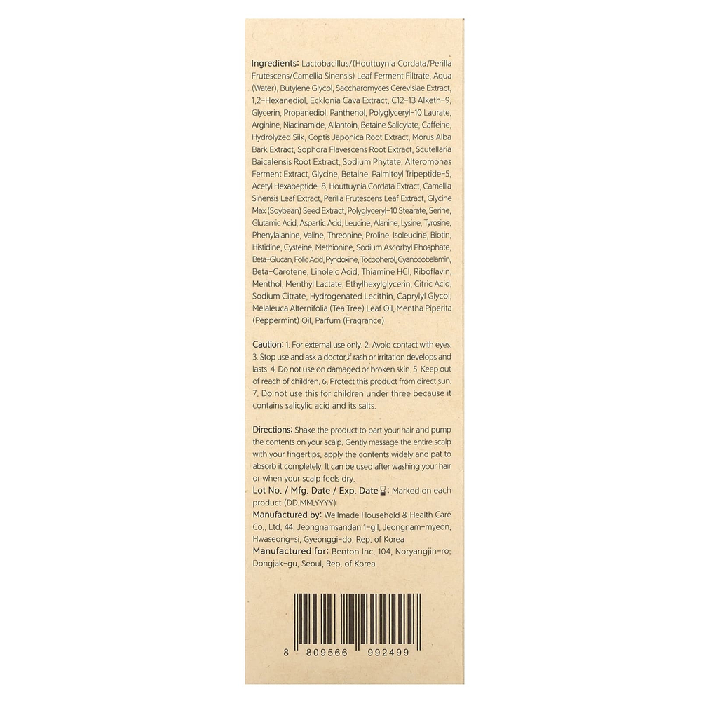 Benton, Honest, питательная тонизирующая ампула для кожи головы, 100 мл (3,38 жидк. унц.)