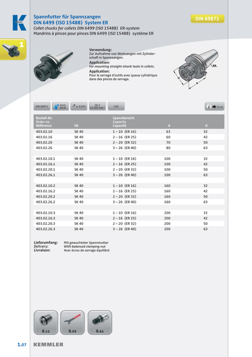 Патрон цанговый  SK40 ER16 1-10
