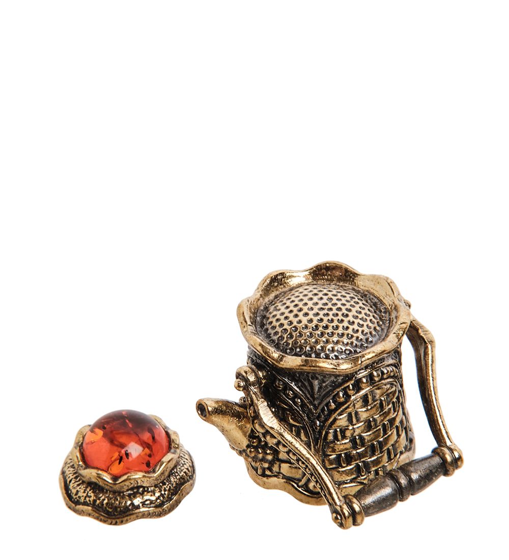 AM-2232 Наперсток «Чайник Крепость» (латунь, янтарь)