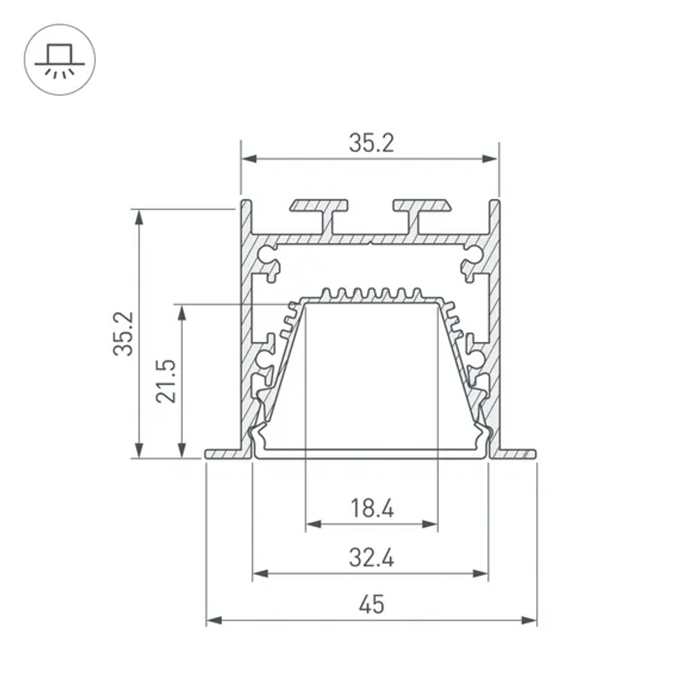 Профиль LINIA45-F-TRAY-3000 ANOD (Arlight, Алюминий) 062188