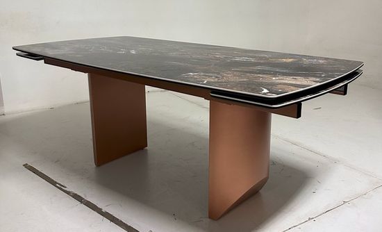 Стол ПУАНТО 200 TITANIUM LAWA NERO, керамика / МЕДЬ каркас