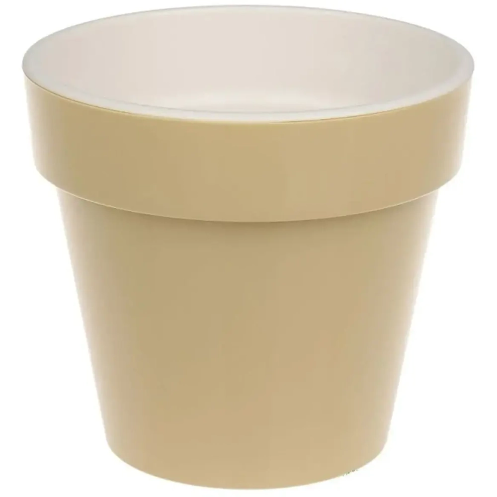 Кашпо для цветов пластиковое 3,5л d-20см «Порто» со вставкой кремовый