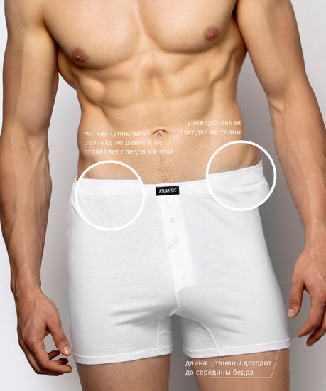 Трусы (2 шт) мужские семейные Atlantic 2BMB-003, белые