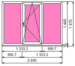 Пластиковое окно 1440 х 2000 ТермА Эко