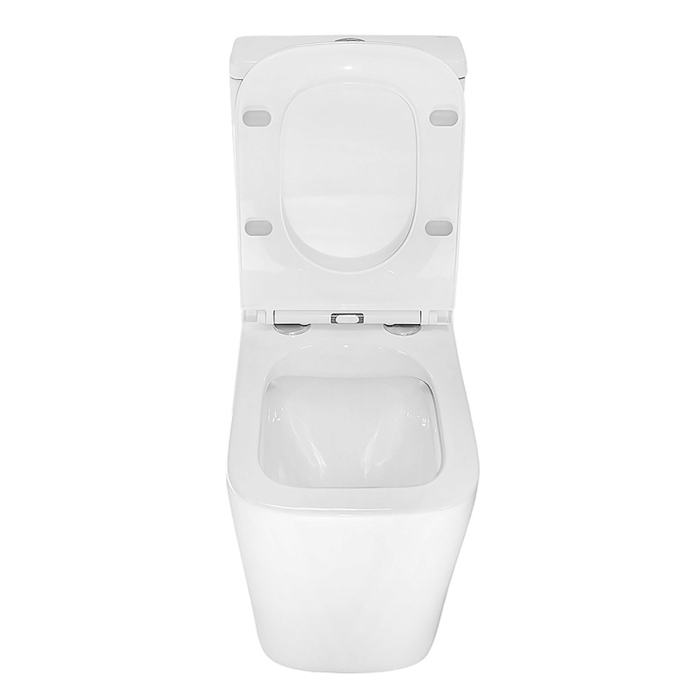 Унитаз-компакт Azario Quadro 340х605х810 напольный, безободковый, с быстросъемным сиденьем микролифт, полипропилен (AZ-2175)