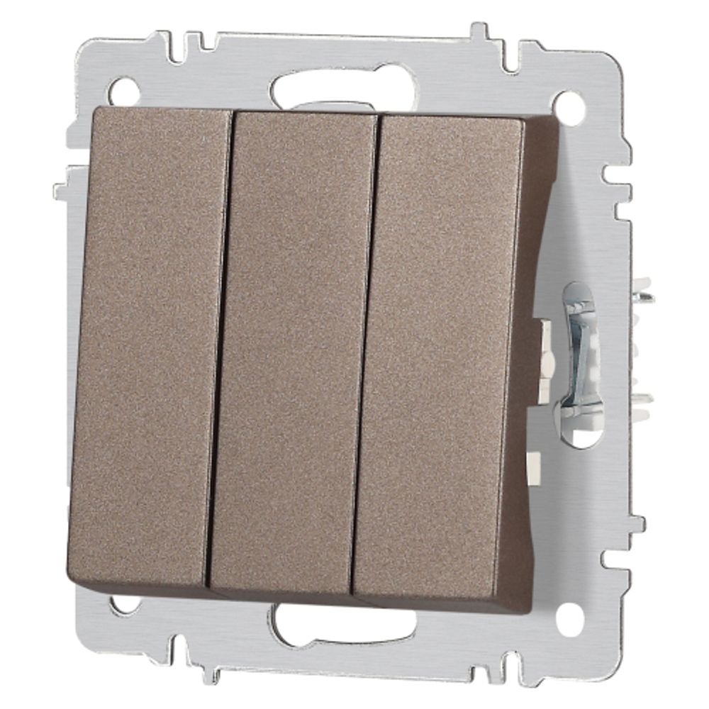 Выключатель Intro Accent 6-106-08 тройной, 10А-250В, IP20, СУ, AL/CU, бронза