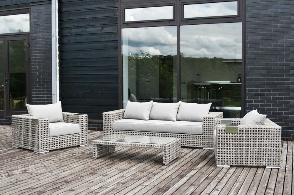 "Тито" лаунж-зона из искусственного ротанга, цвет серый