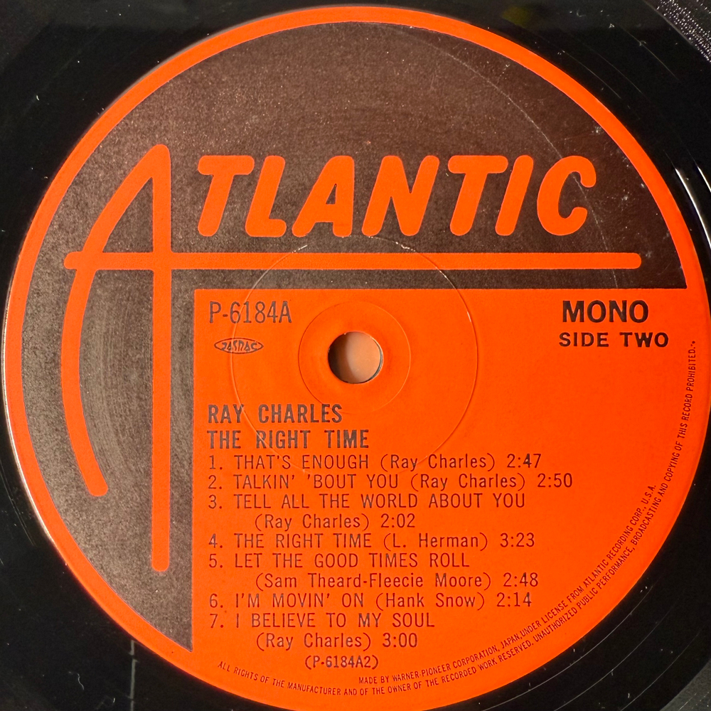 Виниловая пластинка Ray Charles ‎– The Right Time LP