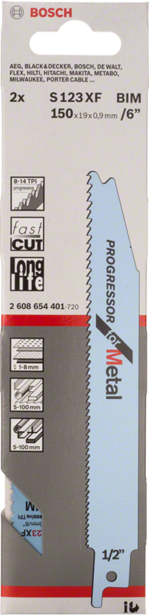 Пильное полотно Bosch S 123 XF Progressor for Metal 2608654401