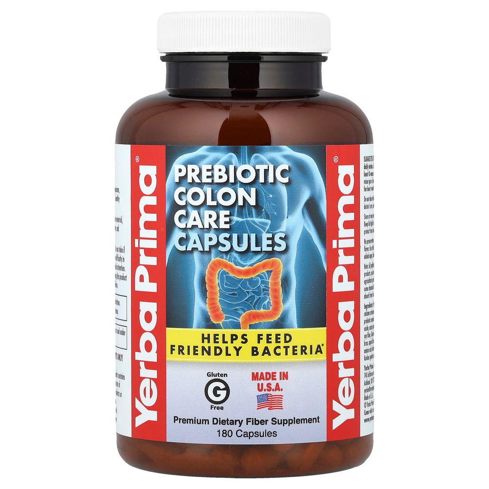 Yerba Prima, пребиотики для здоровья кишечника, 180 капсул