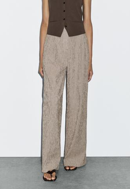 Massimo Dutti Брюки из рельефной ткани, белый/черный