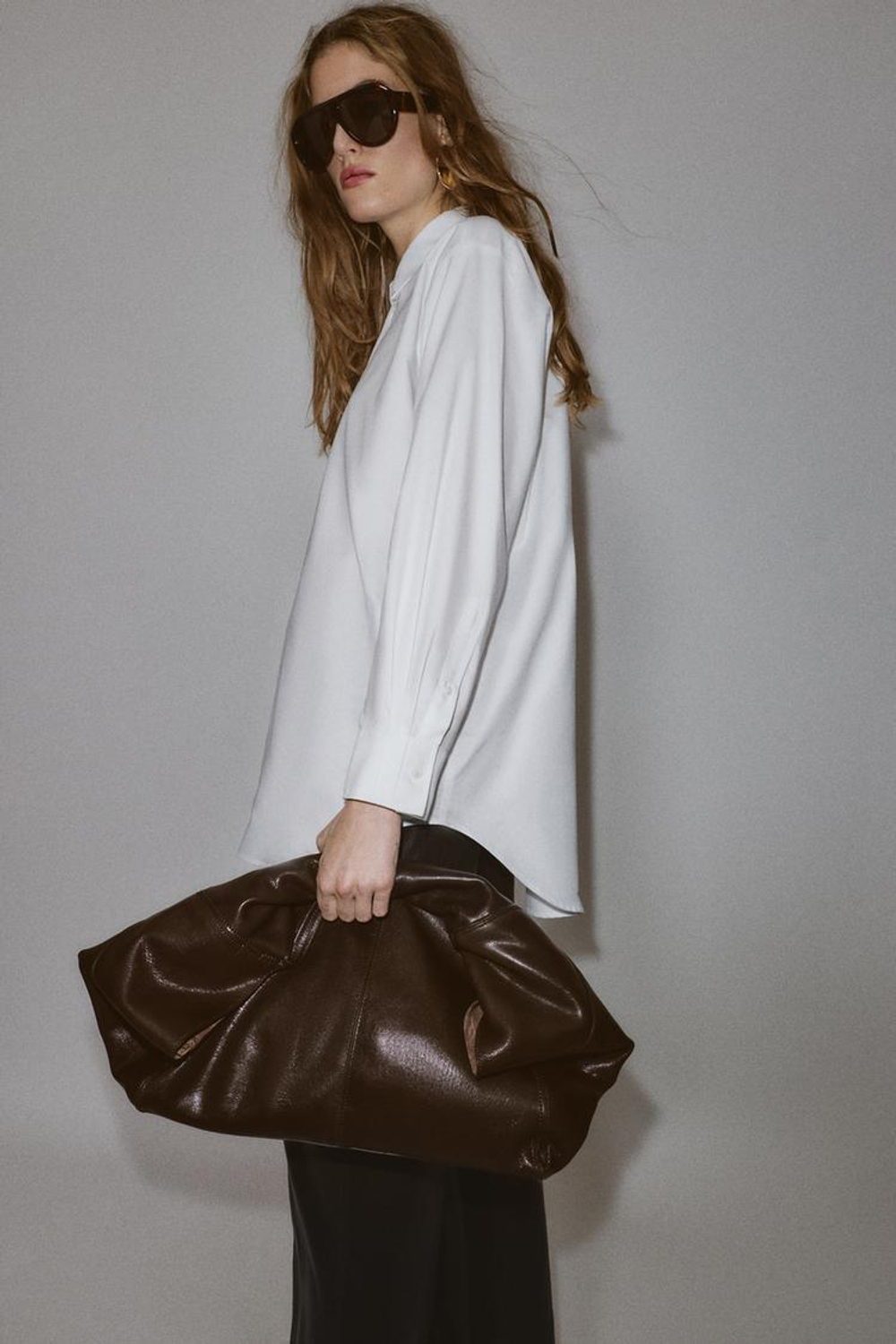 ZARA РУБАШКА ОКСФОРД ОВЕРСАЙЗ, БЕЛЫЙ