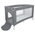 Манеж-кровать "Fortuna", лен, 2 уровня, москитка, 2 кольца, (Indigo) (серый)