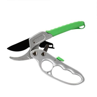 Контактный секатор с храповым механизмом и пластиковыми ручками - 18 см.